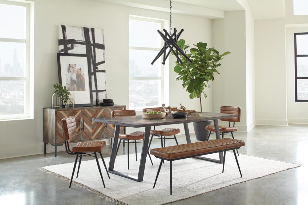 Misty Cushion Side Bench Camel and Black - Furniture Land (Milwaukee, WI)
