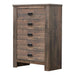 Frederick 5-drawer Chest Weathered Oak - Furniture Land (Milwaukee, WI)
