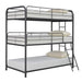 Garner Triple Twin Bunk Bed with Ladder Gunmetal - Furniture Land (Milwaukee, WI)