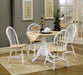 Allison Drop Leaf Round Dining Table Natural Brown and White - Furniture Land (Milwaukee, WI)