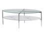 Cadee Round Glass Top Coffee Table White and Chrome - Furniture Land (Milwaukee, WI)