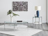 Cadee Round Glass Top Coffee Table White and Chrome - Furniture Land (Milwaukee, WI)