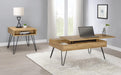 Fanning Square End Table with Open Compartment Golden Oak and Black - Furniture Land (Milwaukee, WI)