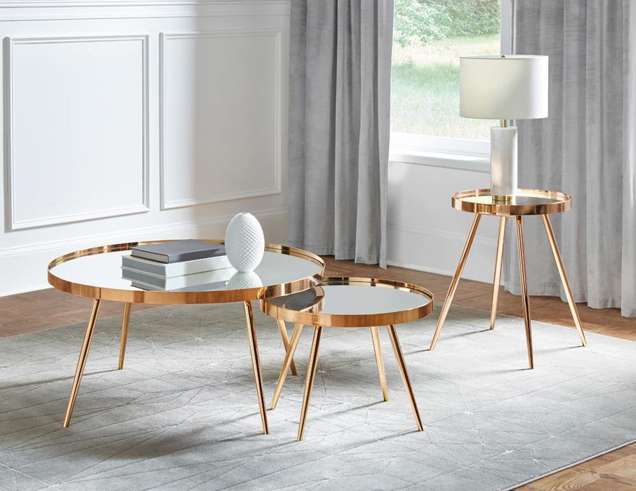 Kaelyn 2-piece Mirror Top Nesting Coffee Table Mirror and Gold - Furniture Land (Milwaukee, WI)