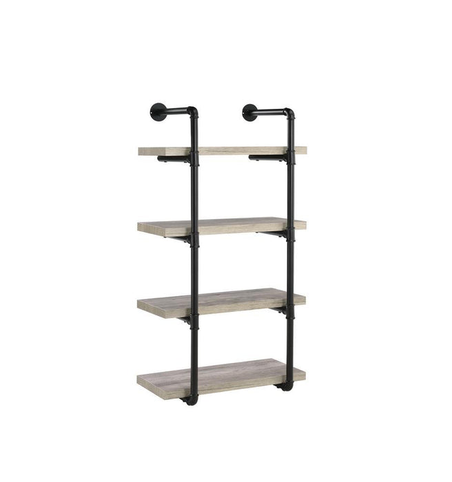 Elmcrest 24-inch Wall Shelf Black and Rustic Oak - Furniture Land (Milwaukee, WI)