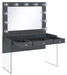 Afshan 3-drawer Vanity Desk with Lighting Mirror Grey High Gloss - Furniture Land (Milwaukee, WI)