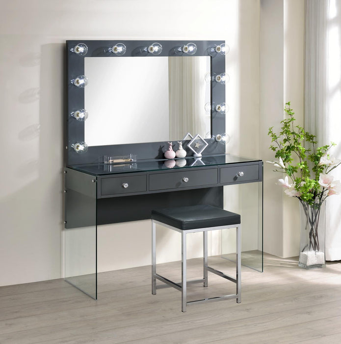Afshan Upholstered Square Padded Cushion Vanity Stool - Furniture Land (Milwaukee, WI)
