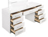 Felicity 9-drawer Vanity Desk with Lighted Mirror Glossy White - Furniture Land (Milwaukee, WI)