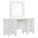 Barzini 7-drawer Vanity Desk with Lighted Mirror White - Furniture Land (Milwaukee, WI)