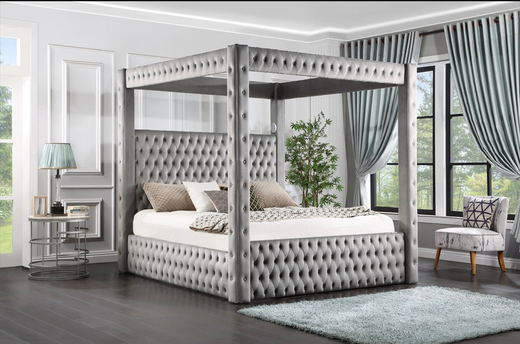 Velvet Canopy Bed