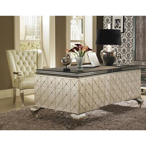 AICO Hollywood Swank Desk Chair in Creamy Pearl 03244-14 - Furniture Land (Milwaukee, WI)