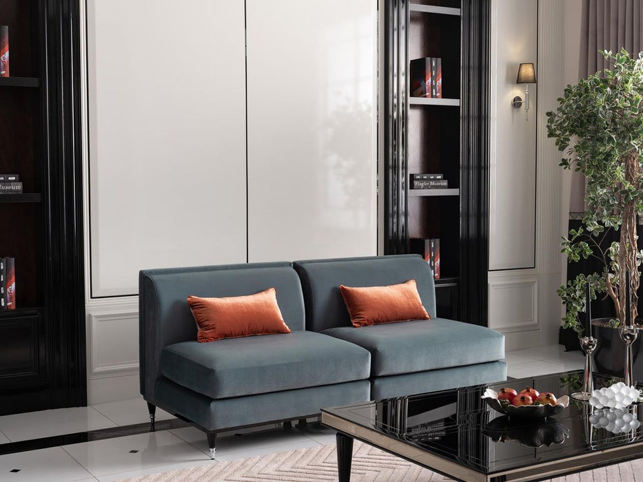 AICO La Francaise Armless Chair in Azure/Black - Furniture Land (Milwaukee, WI)
