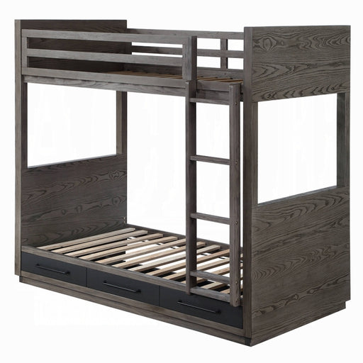 Estevon Twin-Twin Bunk Bed With Storage - Furniture Land (Milwaukee, WI)