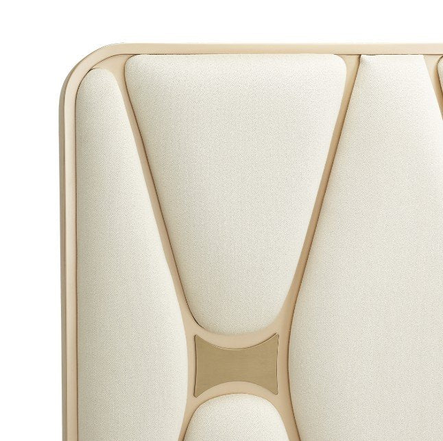 AICO La Rachelle Cal King Upholstered Panel Bed in Medium Champagne - Furniture Land (Milwaukee, WI)