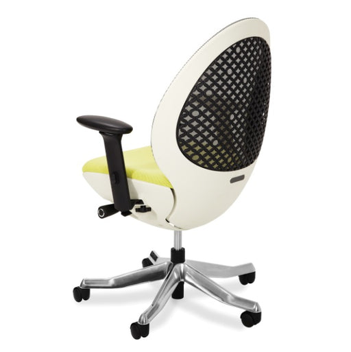 AICO Furniture AOS Linq Mid Back Chair-Snow finished body in Mustard fabric seat with Polished Aluminum base - Furniture Land (Milwaukee, WI)