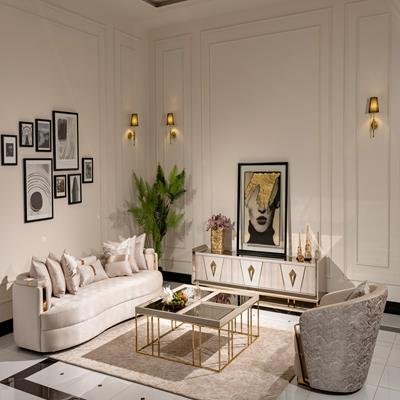 AICO Carmela Cocktail Table in Shimmer Ivory - Furniture Land (Milwaukee, WI)