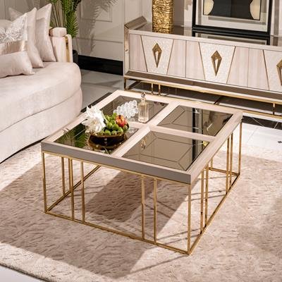 AICO Carmela Cocktail Table in Shimmer Ivory - Furniture Land (Milwaukee, WI)