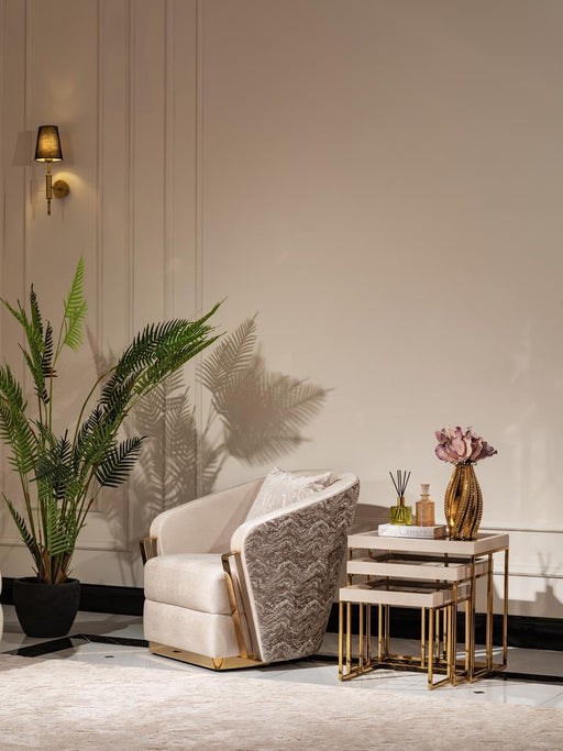 AICO Carmela Nesting Tables in Shimmer Ivory - Furniture Land (Milwaukee, WI)