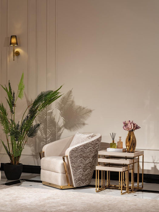 AICO Carmela Nesting Tables in Shimmer Ivory - Furniture Land (Milwaukee, WI)