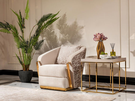 AICO Carmela Side Table in Shimmer Ivory - Furniture Land (Milwaukee, WI)