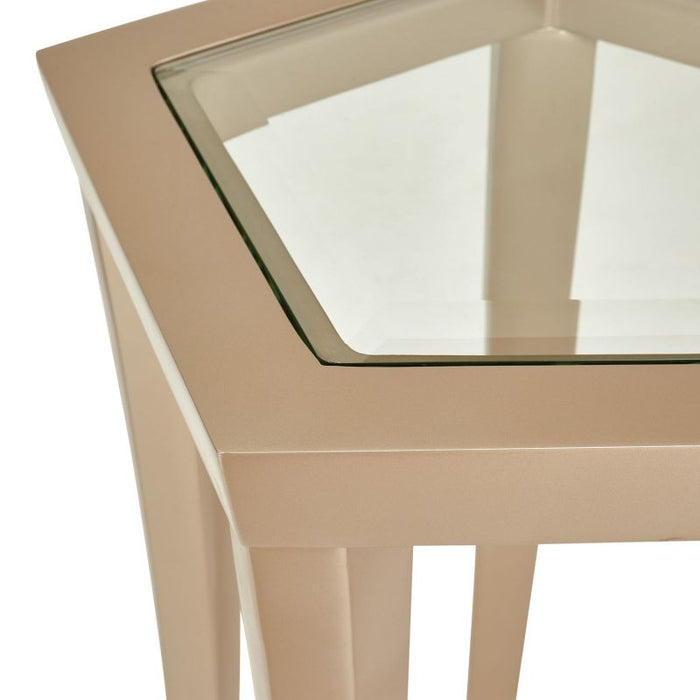 AICO La Rachelle Chairside Table in Medium Champagne - Furniture Land (Milwaukee, WI)