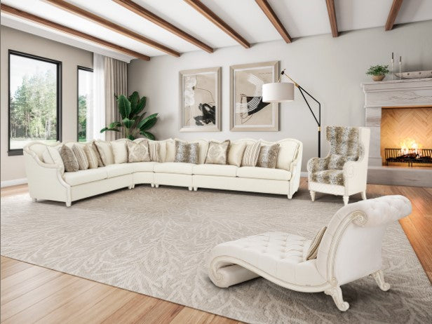 AICO Chamberi Chaise in Ivory Classic Pearl - Furniture Land (Milwaukee, WI)