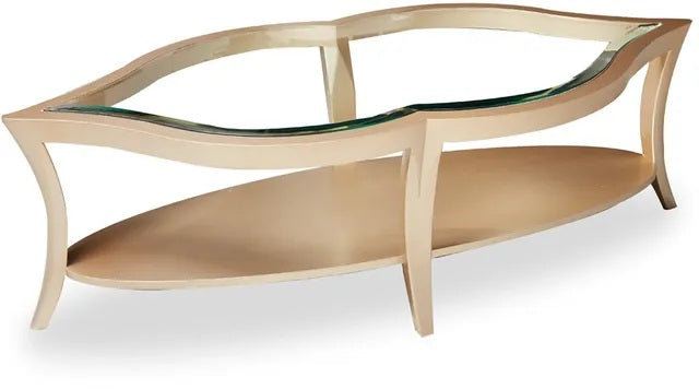 AICO Malibu Crest Cocktail Table w/Glass in Chardonnay - Furniture Land (Milwaukee, WI)