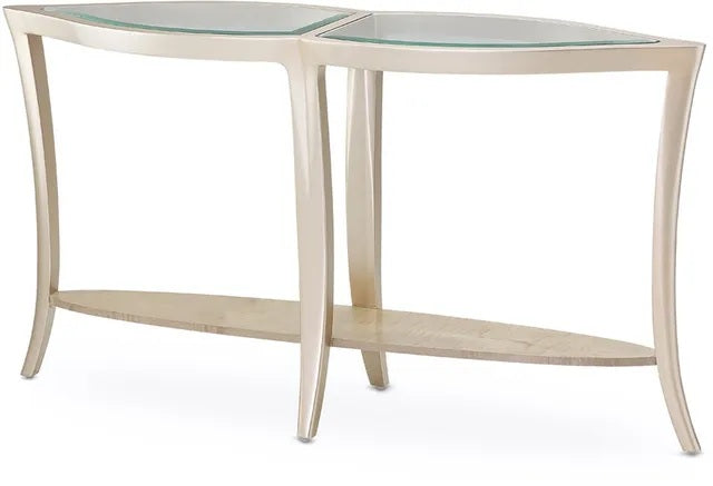 AICO Malibu Crest Console Table w/Glass in Chardonnay - Furniture Land (Milwaukee, WI)