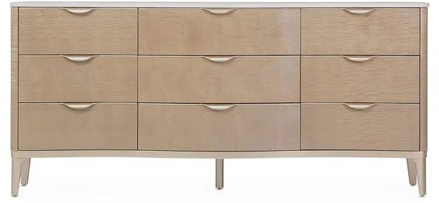 AICO Malibu Crest 9 Drawer Dresser in Blush - Furniture Land (Milwaukee, WI)