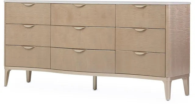AICO Malibu Crest 9 Drawer Dresser in Blush - Furniture Land (Milwaukee, WI)