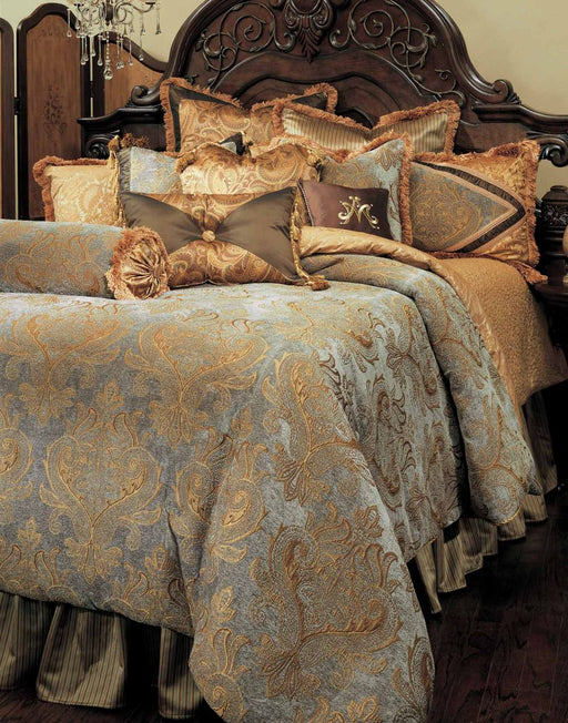 AICO Elizabeth13-pc King Comforter Set in Aqua - Furniture Land (Milwaukee, WI)