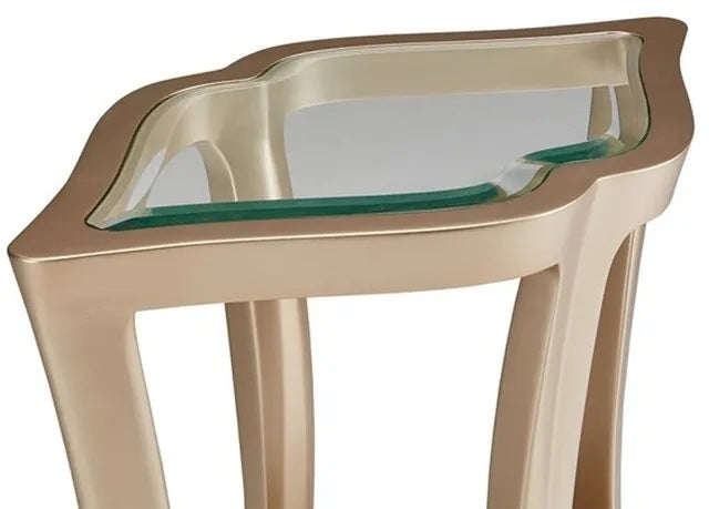 AICO Malibu Crest End Table w/Glass in Chardonnay - Furniture Land (Milwaukee, WI)