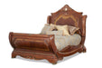 AICO Cortina King Sleigh Bed in Honey Walnut - Furniture Land (Milwaukee, WI)