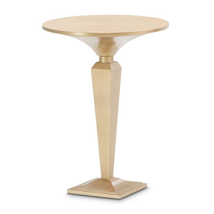 AICO Malibu Crest Round Pedestal Tea Table in Crotch Mahogany - Furniture Land (Milwaukee, WI)