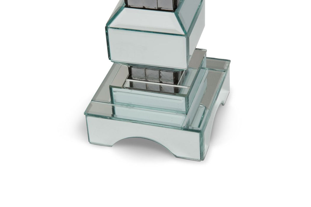 AICO Montreal 4-Tier Mirrored Candle Holder w/Crystal Accents (2/pack) - Furniture Land (Milwaukee, WI)