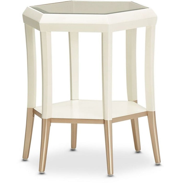 AICO La Rachelle Hexagon Accent Table in Medium Champagne - Furniture Land (Milwaukee, WI)