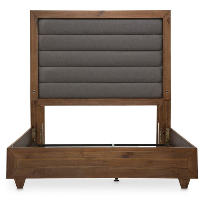AICO Brooklyn Walk Queen Channel Tufted Panel Bed in Burnt Umber - Furniture Land (Milwaukee, WI)