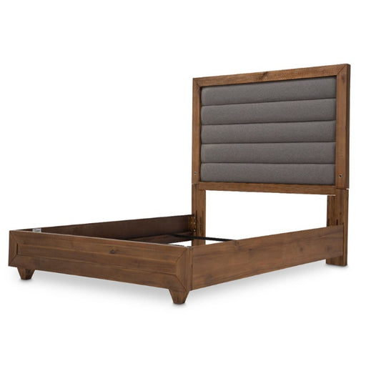 AICO Brooklyn Walk Queen Channel Tufted Panel Bed in Burnt Umber - Furniture Land (Milwaukee, WI)