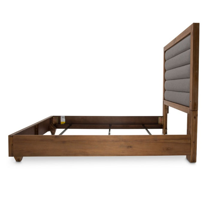AICO Brooklyn Walk Queen Channel Tufted Panel Bed in Burnt Umber - Furniture Land (Milwaukee, WI)