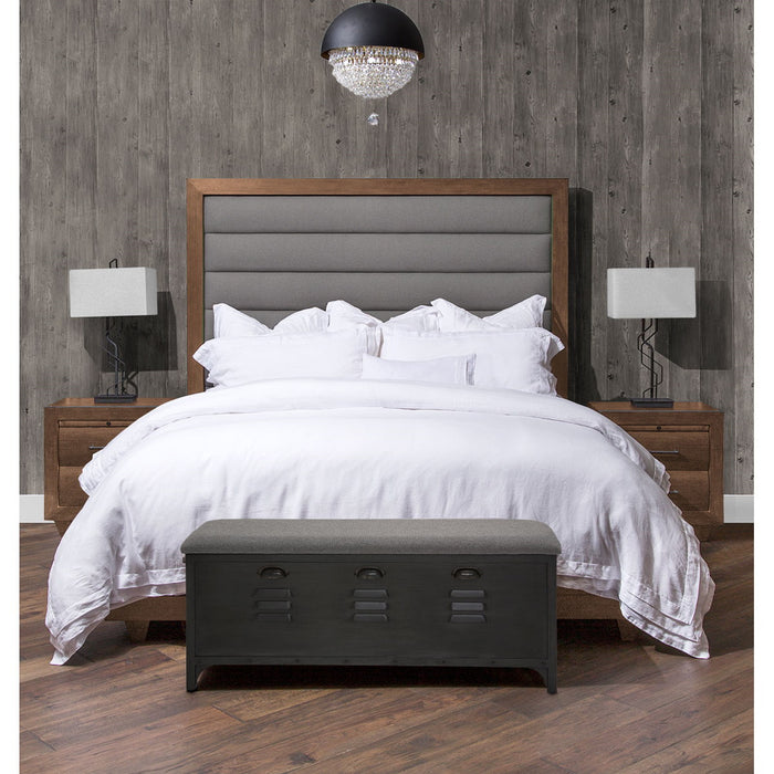 AICO Brooklyn Walk Queen Channel Tufted Panel Bed in Burnt Umber - Furniture Land (Milwaukee, WI)