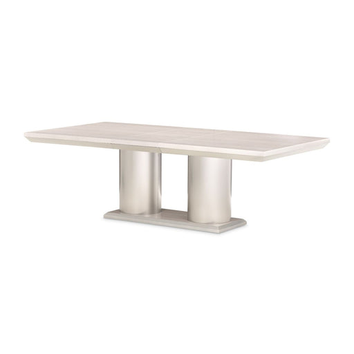 AICO Marin Double Pedestal Table in Greige - Furniture Land (Milwaukee, WI)