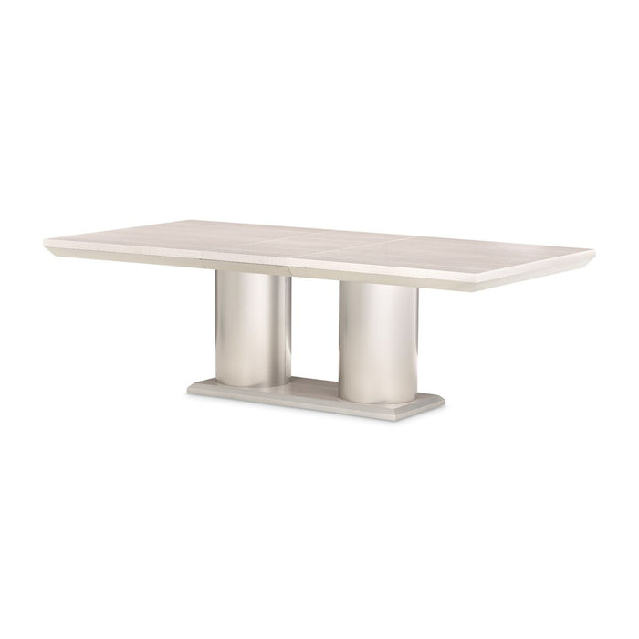 AICO Marin Double Pedestal Table in Greige - Furniture Land (Milwaukee, WI)