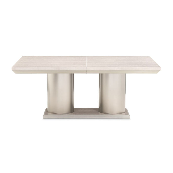 AICO Marin Double Pedestal Table in Greige - Furniture Land (Milwaukee, WI)