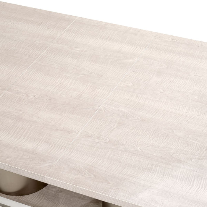 AICO Marin Double Pedestal Table in Greige - Furniture Land (Milwaukee, WI)