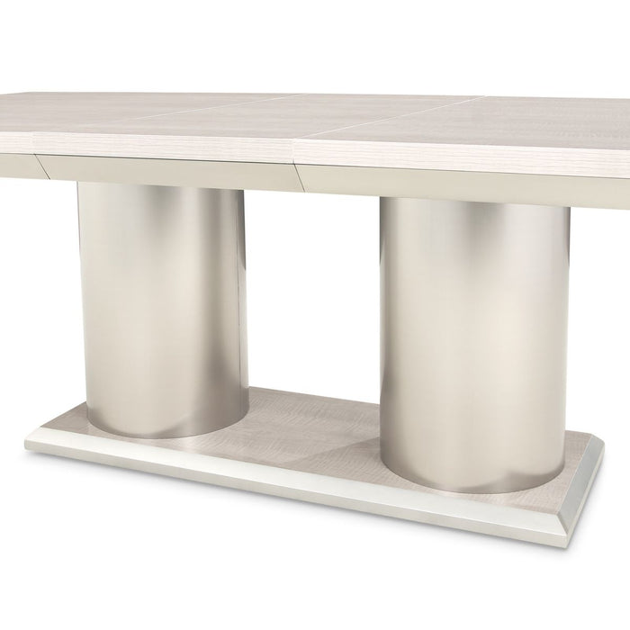 AICO Marin Double Pedestal Table in Greige - Furniture Land (Milwaukee, WI)