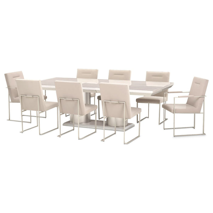 AICO Marin Double Pedestal Table in Greige - Furniture Land (Milwaukee, WI)