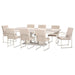 AICO Marin Double Pedestal Table in Greige - Furniture Land (Milwaukee, WI)
