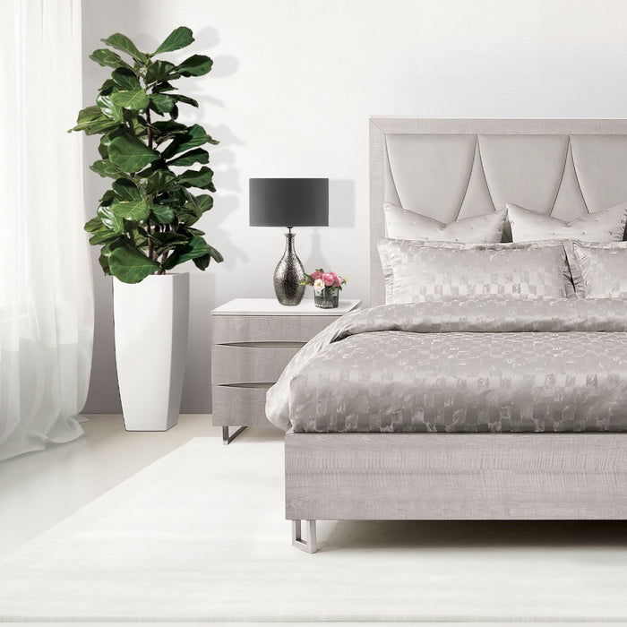 AICO Marin Nightstand in Greige - Furniture Land (Milwaukee, WI)