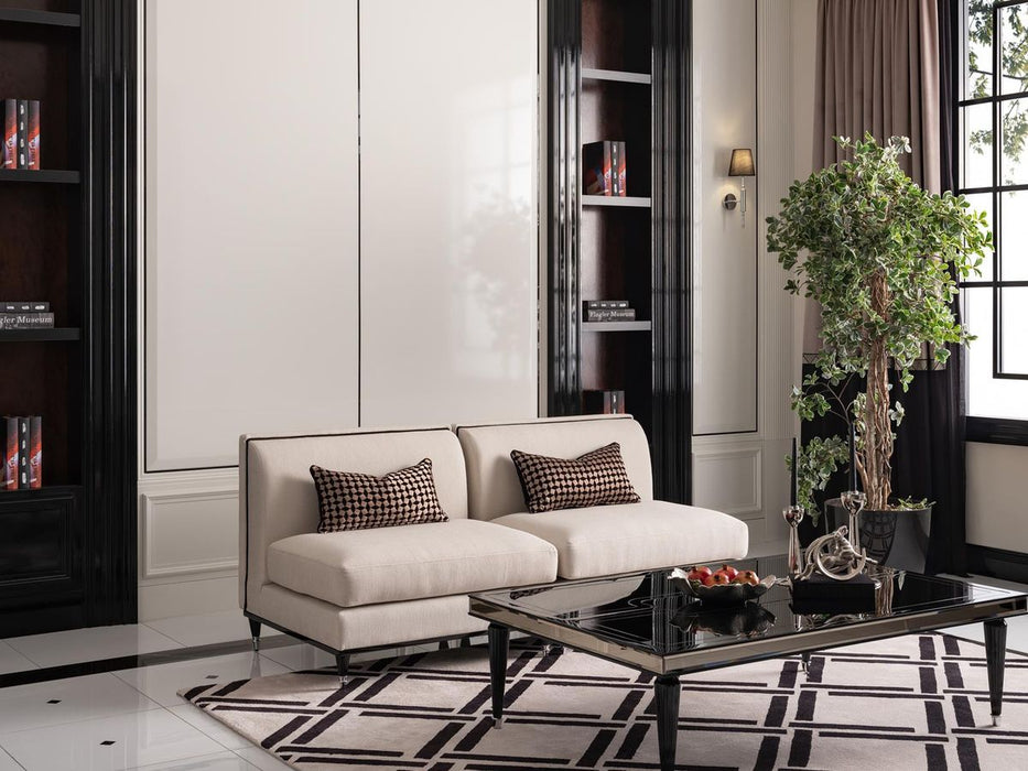 AICO La Francaise Armless Chair in Cafe/Black - Furniture Land (Milwaukee, WI)