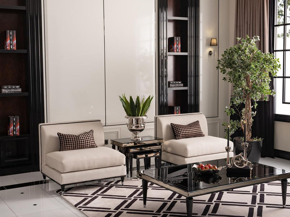 AICO La Francaise Armless Chair in Cafe/Black - Furniture Land (Milwaukee, WI)